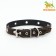 A single-layer leather collar with corrugated eyelets, dimensionless, 50 x 2 cm, Osh 36-44 cm, black