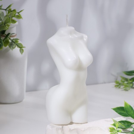 Figure candle "Women's bust", 6x14 cm, white, 4 hours