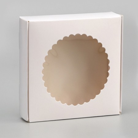 Box the team, white, with a window, 11.5 x 11.5 x 3 cm