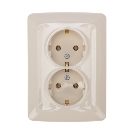 Double kranz outlet with grounding, hidden installation, 16a, beige KR-78-0248