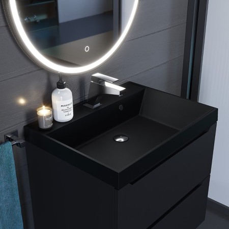 Sink uperwood Classic Quartz 60 cm, quartz, black matte, space-2