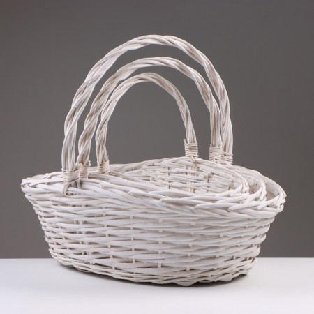 A set of baskets of 3 pcs, 48x37x15/40 cm, white, willow-1