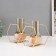 Summary metal, glass for 2 candles "hexagons" white with gold 15.5x26.5x10.5 cm