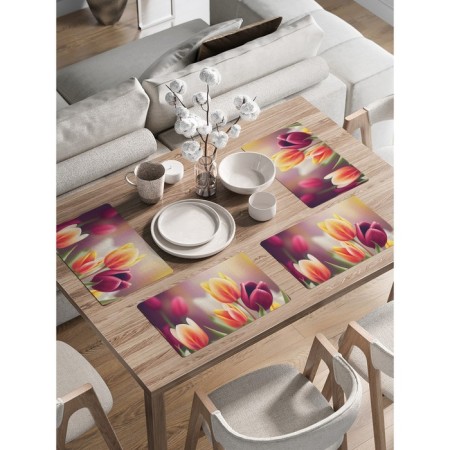 A set of napkins for setting the table "Field of tulips", rectangular, rounded edges, size 30x46 cm, 4 pcs
