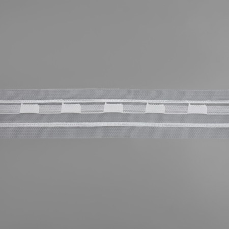 Curtain tape, organza, 4 cm, 10 ± 1 m, transparent/white color-3