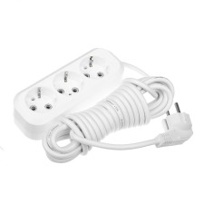 Extension cordBuy, 3 sockets, 5 m, 16 A, 3600 W, PVS 3x1 mm2, with salary, white