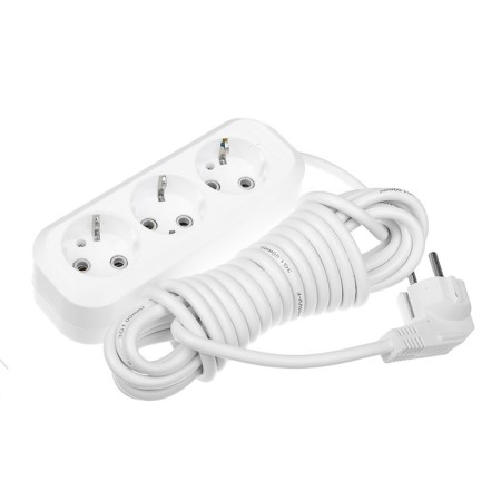 Extension cordBuy, 3 sockets, 5 m, 16 A, 3600 W, PVS 3x1 mm2, with salary, white