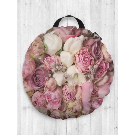 Pillow Pill "Pink Bouquet", Decorative, D = 52 cm