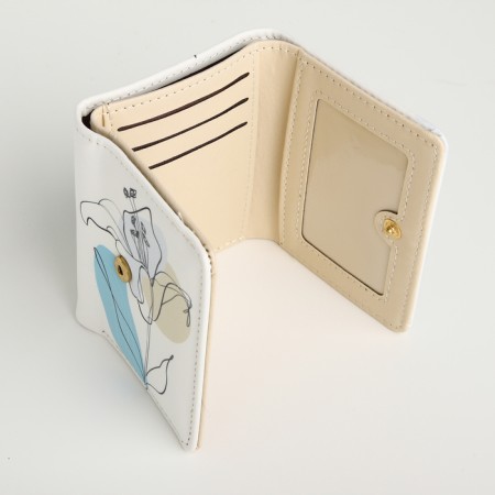 Women's wallet on the button, white color-3