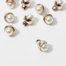 Pearl-suspension “Pearl” bell 1.5 × 1.1 × 0.6 cm, (set10 pcs.), White color in gold