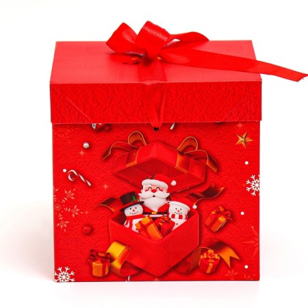 New Year. Box a gift New Year's folding "Santa Claus in the box" 15x15x15 cm.-1
