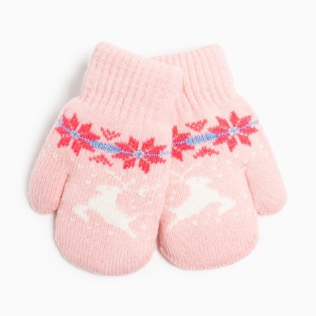 Mittens for children, pink color, size 14 (4-6 years)