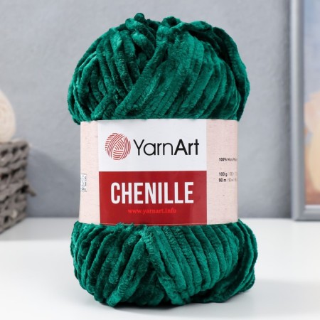 Yarn "Chenille" 100% micropoliester 90m/100g (574 T. Zelleni)