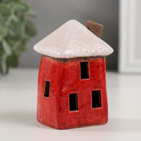 Souvenir Ceramics "Red House with a White Roof" 5.4x4.3x8.5 cm