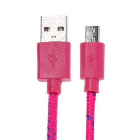 Oxion DCC288, MicroUSB - USB, charging + data transfer, 1 m, braid, pink-1