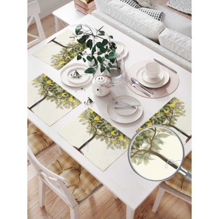 Set of napkins for setting the table "Vase with lemons", rectangular, size 32x46 cm, 4 pcs-1