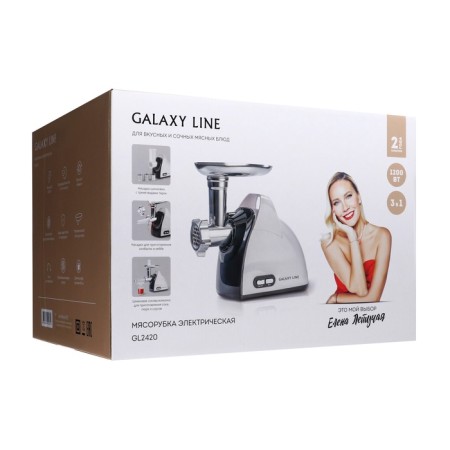 Electric meat grinder Galaxy Line GL 2420, 1200 W, reverse, 9 nozzles, white-gray-10