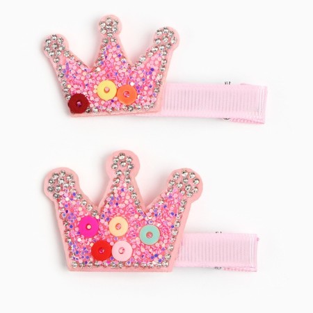 Hair clip "Crown" with rhinestones, 2 pcs 5.5 cm, princesses-3