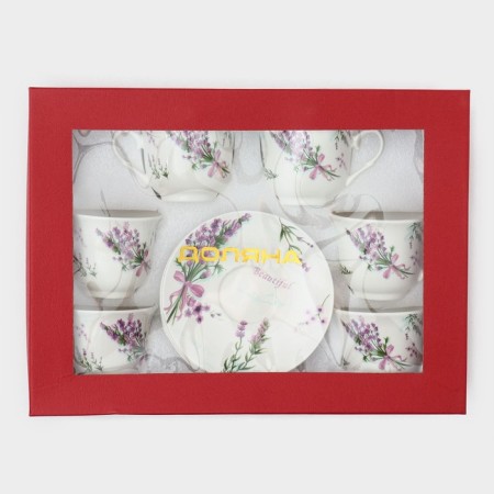 Service Porcelain Tea Daulay "Lavender", 12 items: 6 cups 220 ml, 6 saucer d = 14 cm-9