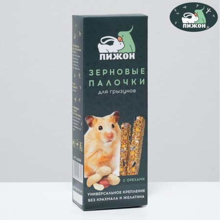 Grain sticks "Pigzon" for rodents, with nuts, 2 pcs, 192 g