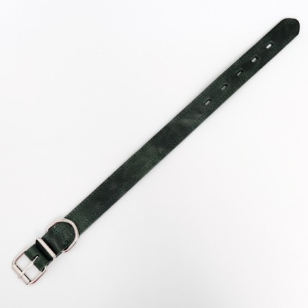 Collar leather two-layer 3 cm, Osh 35-47 cm, emerald-2