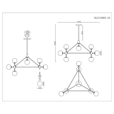 Ceiling EVOLUCE lamp. Sle154903-10. Lacotta. 10x40 watts, E27, 100x100x120 cm, black color-9