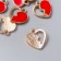 Decor for creativity metal, enamel "Half of the heart" red with gold 1.5x1.4 cm