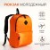 Youth backpack with lightning, external pocket, orange color