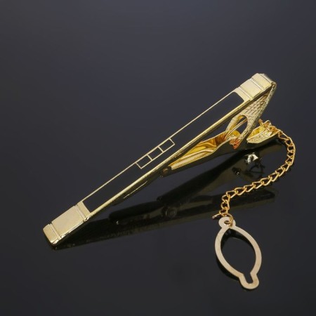 Clime for a steel tie "Classic" squares with enamel, black color in gold-1