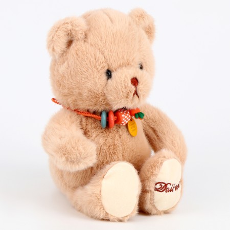 Soft toy "Bear" with a necklace, 20 cm, beige color-1