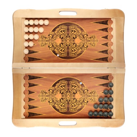Backgammon wooden skin with a handle large 65 x 65 cm, black, board game-1