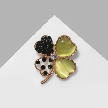 Brooch "Clover", green color in gold-1
