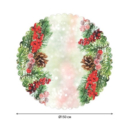 The tablecloth "Decorated Christmas trees", round, Saten, d = 150 cm-1