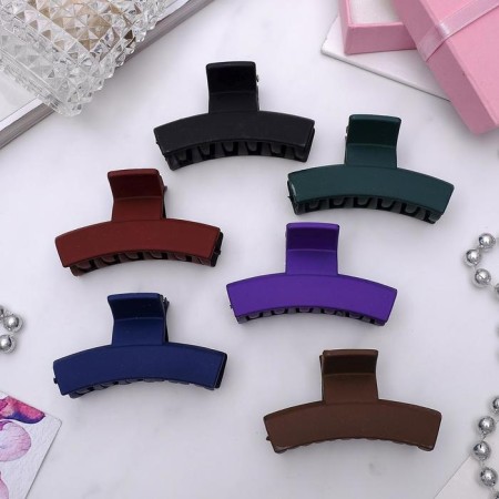 Hair crab "matte" straight, 6 cm, mix-1