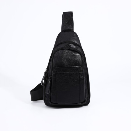 Male sling bag, artificial leather, black color-1