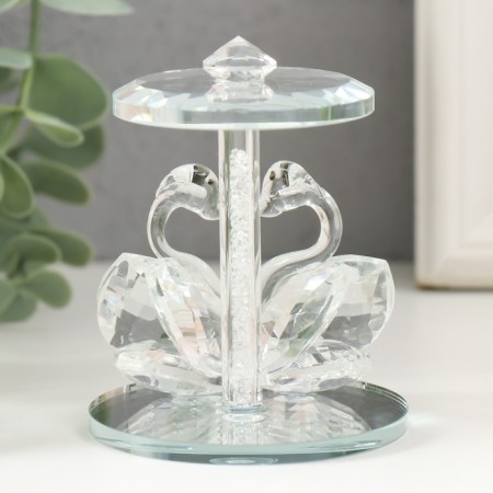 Souvenir glass "Two swan under an umbrella" Transparent 6.3x6.3x8 cm-3