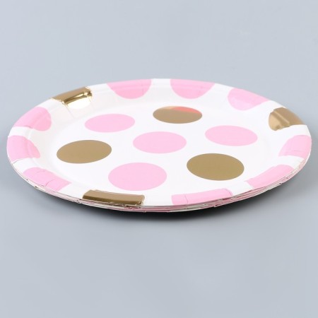 Paper plate "Peas", in the set 6 pcs., Pink color-1
