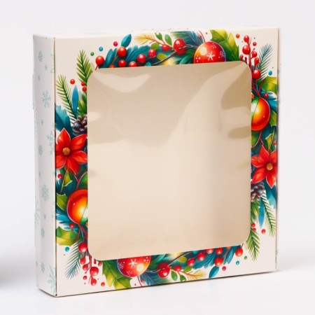 Gift box team with the window "Happy New Year!", 16 x 16 x 3 cm-1