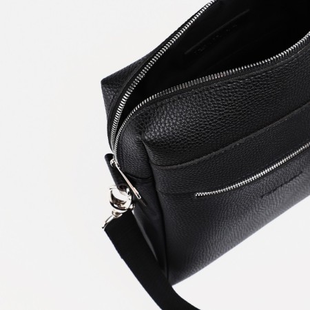 Male bag over the shoulder, Textura, artificial leather, black color-6