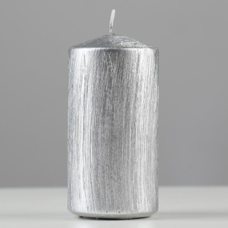 Candle - cylinder "Vintage", 5x10 cm, silver-2