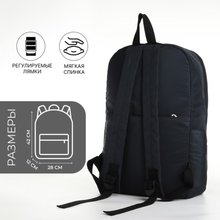 Youth backpack from textiles with lightning, 2 pockets, black color-1
