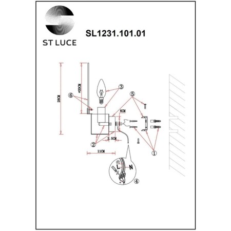 Sconces st. SL1231.101.01. Vittoria. 1x60 W, E14, 20x28 cm, color chromium-4