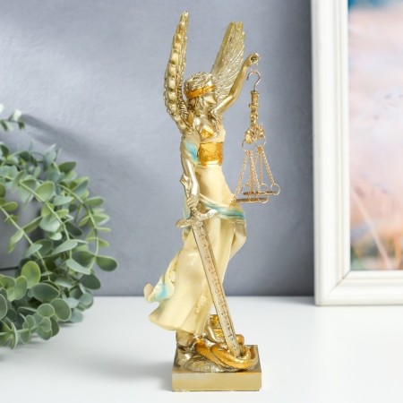 Souvenir Polystone "Goddess Femis with wings - justice" Cream with gold 6x11x25 cm-1