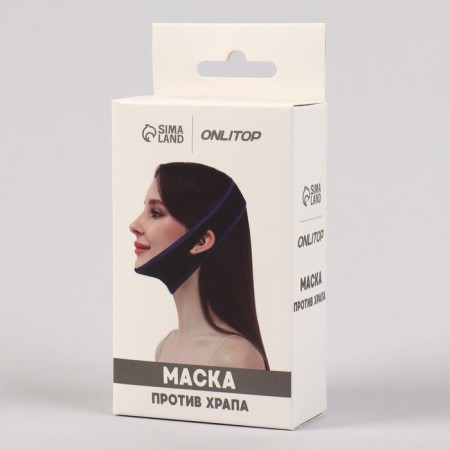 Textile mask against snoring, elastic, on Velcro, cardboard box, black/blue color-6