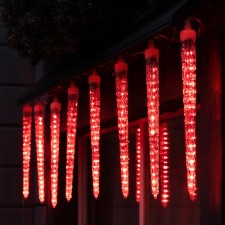 Garland “icicles rhyflated” 2.5 × 0.3 m, IP65, transparent thread, 192 LED, red glow with the effect of a drain, 12 V