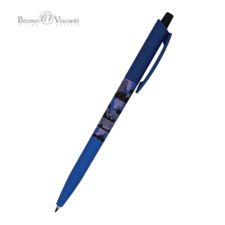 Handle Automatic BrunovisConti Happyclick "Military Pattern. Ships", node 0.5 mm, blue ink, matte case Soft Touch