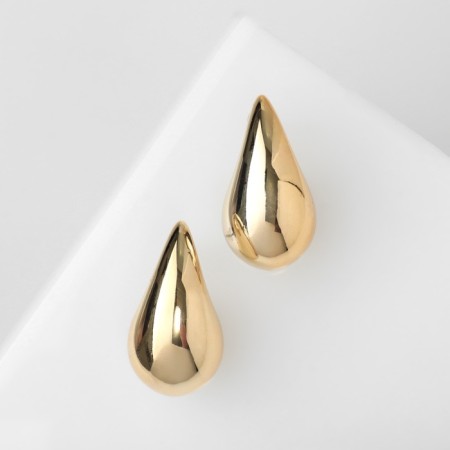 Earrings plastic "drop" curved van, color gold-2