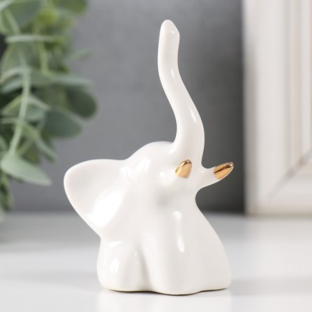 Souvenir Ceramics "Micro elephant" white with gold 5.5x4x9 cm-4