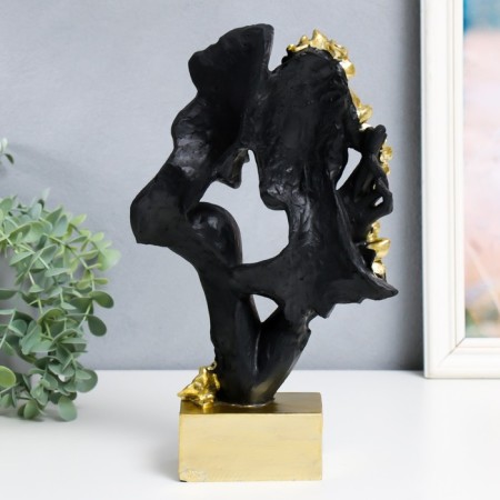 Souvenir Polystone Bust "couple - passion. Flowers" black with gold 6.5x18.5x30.5 cm-2