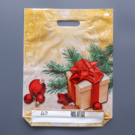 Package "Gift in Gold", plastic with a cut pen, 40x31 cm, 60 μm-1